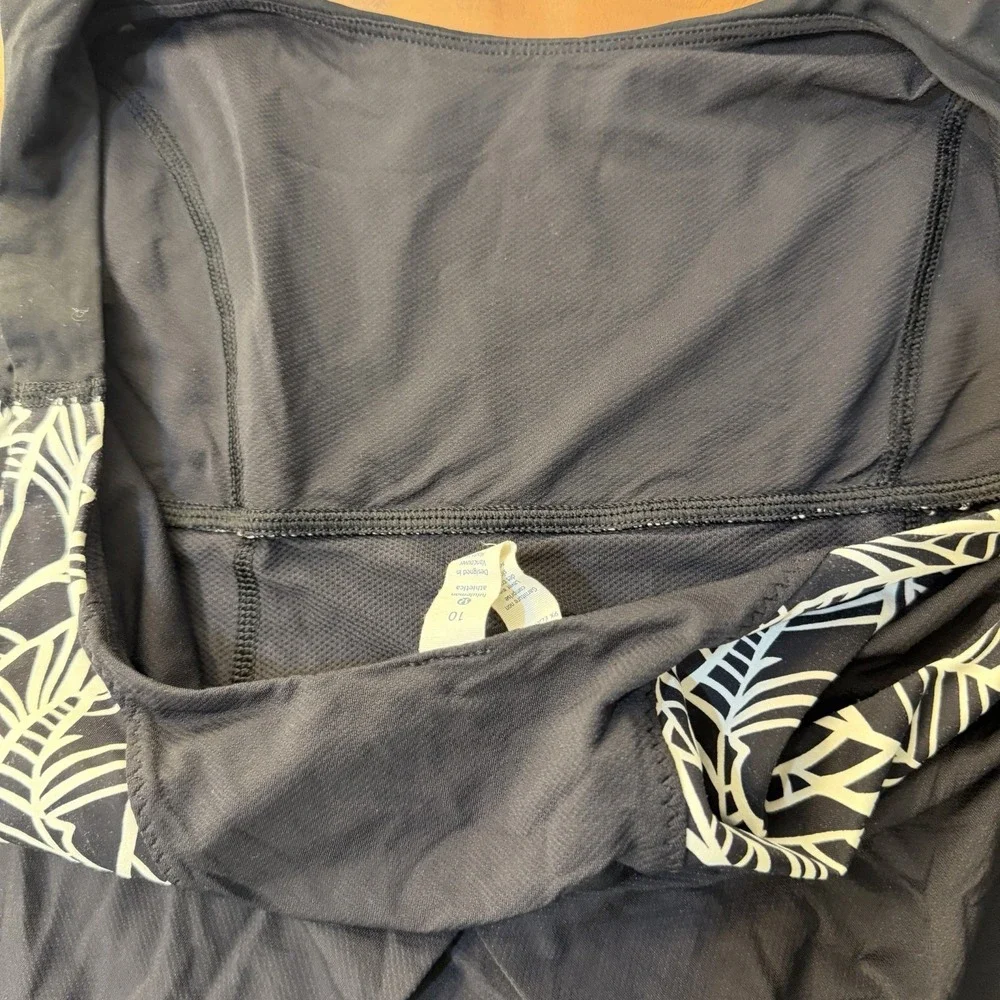Lululemon Tank‎ Top Ta Ta Topper Pretty Palm Black Angel Size 10 Athletic Casual
